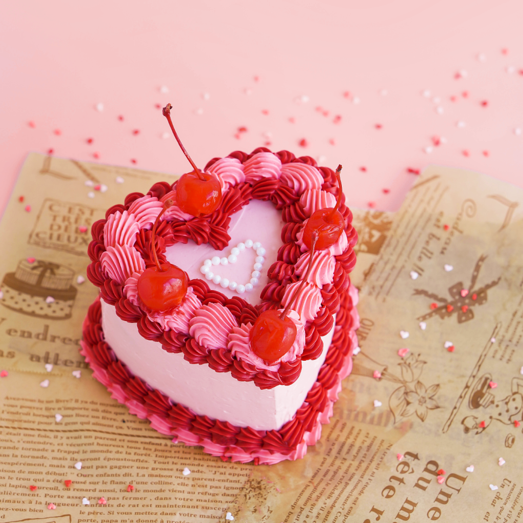 Cherry Kisses Heart Cake